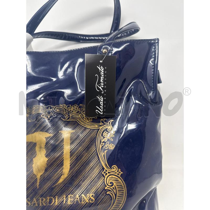 BORSA DONNA TRUSSARDI VERNICE BLU STEMMA ORO  | Mercatino dell'Usato Vinci - fraz. sovigliana 2