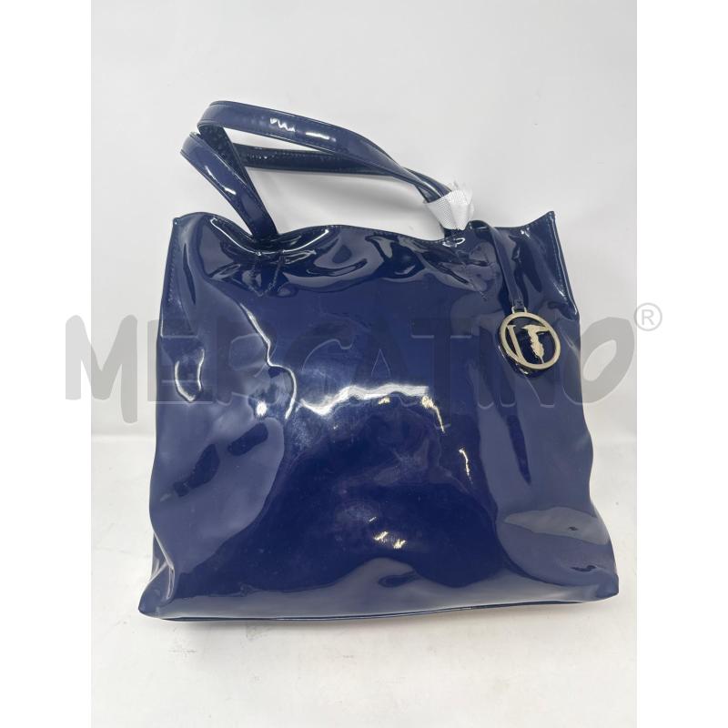 BORSA DONNA TRUSSARDI VERNICE BLU STEMMA ORO  | Mercatino dell'Usato Vinci - fraz. sovigliana 3