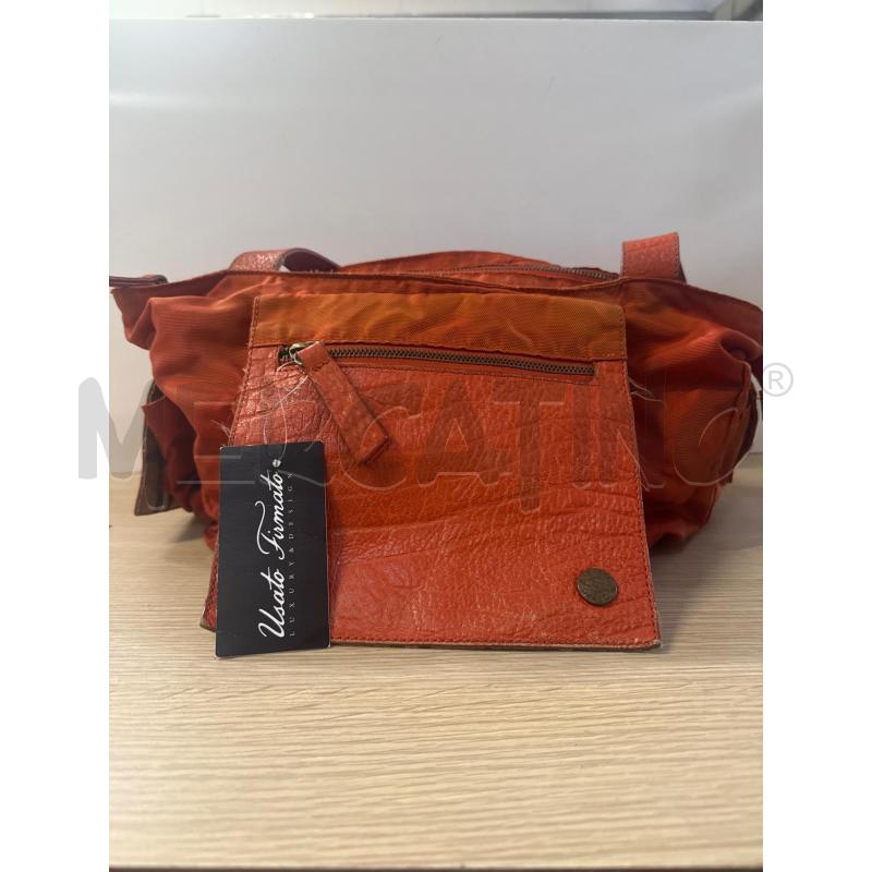 BORSA DONNA ZIPPO TESSUTO E INSERTI PELLE ARANCIO | Mercatino dell'Usato Vinci - fraz. sovigliana 1