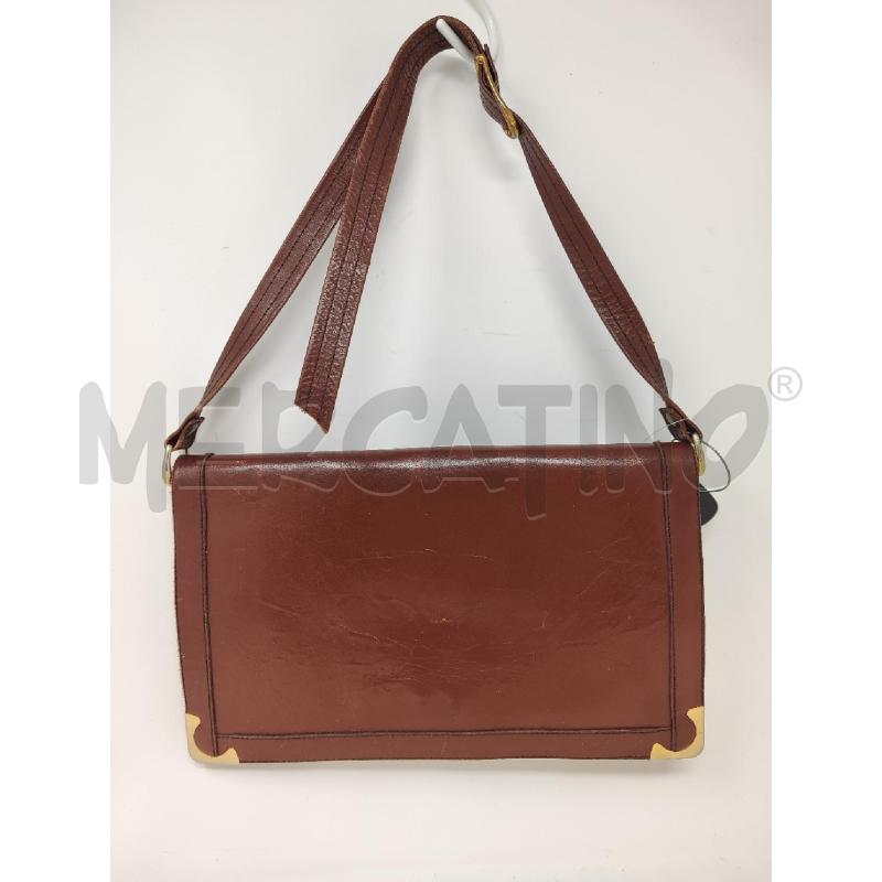 BORSA DONNA # BUSTA ANGOLI METALLO PELLE MARRONE  | Mercatino dell'Usato Vinci - fraz. sovigliana 1