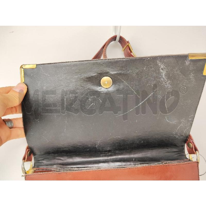 BORSA DONNA # BUSTA ANGOLI METALLO PELLE MARRONE  | Mercatino dell'Usato Vinci - fraz. sovigliana 2