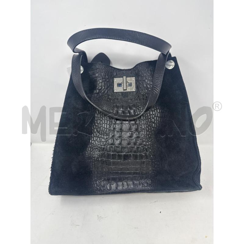 BORSA DONNA # COCCODRILLO E SCAMOSCIATA NERA CHIUSURA VITE | Mercatino dell'Usato Vinci - fraz. sovigliana 1