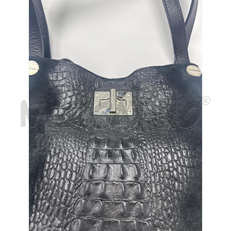 BORSA DONNA # COCCODRILLO E SCAMOSCIATA NERA CHIUSURA VITE | Mercatino dell'Usato Vinci - fraz. sovigliana 2