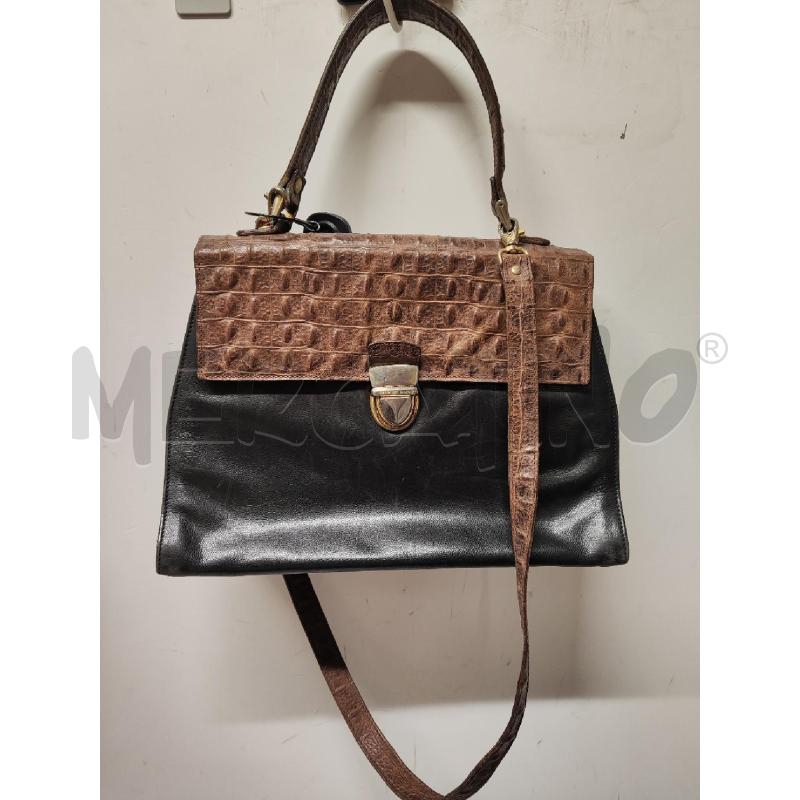 BORSA DONNA # PAOLA DEL LUNGO PELLE NERA PATTA COCCODRILLO | Mercatino dell'Usato Vinci - fraz. sovigliana 1