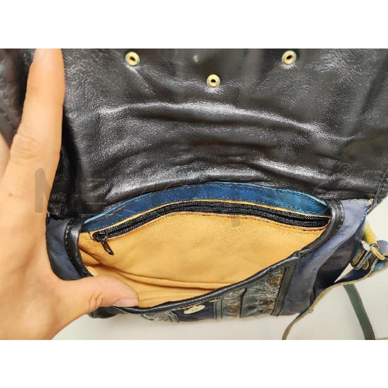 BORSA DONNA # PELLE BLU PATTA PLACCA METALLO CON PIETRINE  | Mercatino dell'Usato Vinci - fraz. sovigliana 3