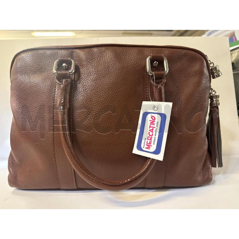 BORSA DONNA # PELLE MARRONE 2 MANICI CON NAPPINA | Mercatino dell'Usato Vinci - fraz. sovigliana 1