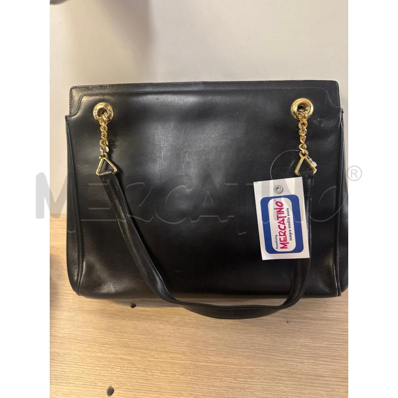 BORSA DONNA # PELLE NERA 2 MANICI INSERTI CATENA | Mercatino dell'Usato Vinci - fraz. sovigliana 1