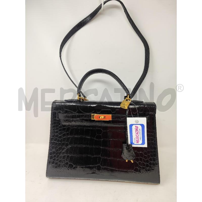 BORSA DONNA # PELLE NERA STAMPATA CHIUSURA A VITE CON LUCCHETTO | Mercatino dell'Usato Vinci - fraz. sovigliana 1