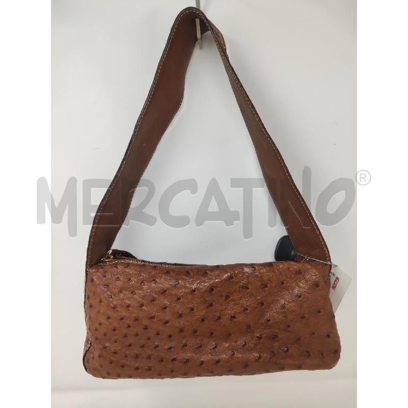 BORSETTA DONNA FACONABLE PELLE STRUZZO MARRONE | Mercatino dell'Usato Vinci - fraz. sovigliana 2