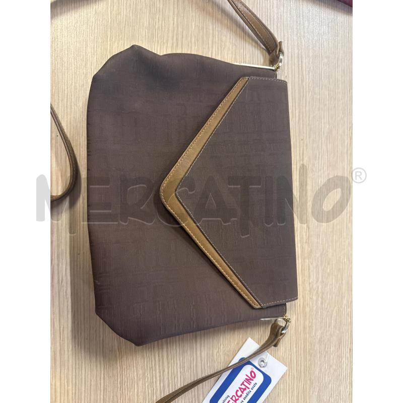 BORSETTA DONNA # CESARE PICCINI TESSUTO MARRONE BORDINO METALLO  | Mercatino dell'Usato Vinci - fraz. sovigliana 1