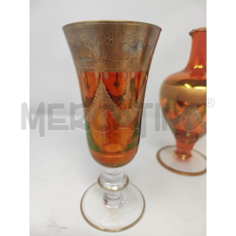 BROCCHETTA + 2 CALICI VETRO ROSSI DECORO ORO | Mercatino dell'Usato Vinci - fraz. sovigliana 3