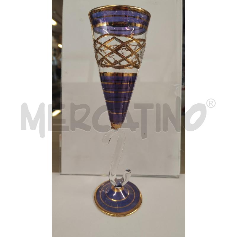 CALICE VETRO VIOLA RIGHE ORO STELO S | Mercatino dell'Usato Vinci - fraz. sovigliana 1