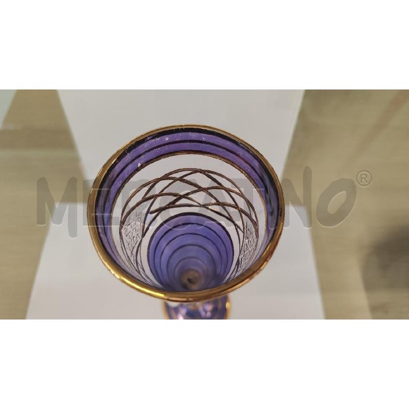 CALICE VETRO VIOLA RIGHE ORO STELO S | Mercatino dell'Usato Vinci - fraz. sovigliana 3