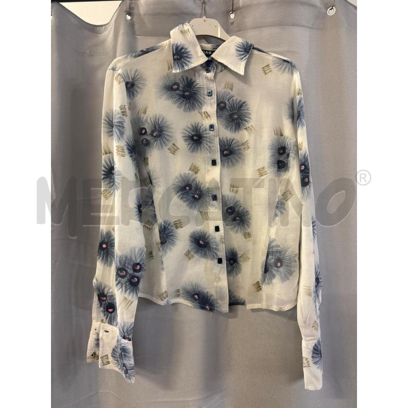 CAMICIA DONNA GAS BIANCA FIORI BLU TG.L | Mercatino dell'Usato Vinci - fraz. sovigliana 1