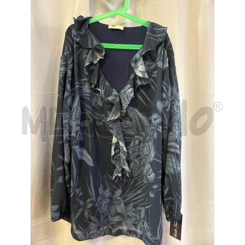 CAMICIA DONNA NERO GIARDINI FIORI BLU VOULANTO TG.50 | Mercatino dell'Usato Vinci - fraz. sovigliana 1