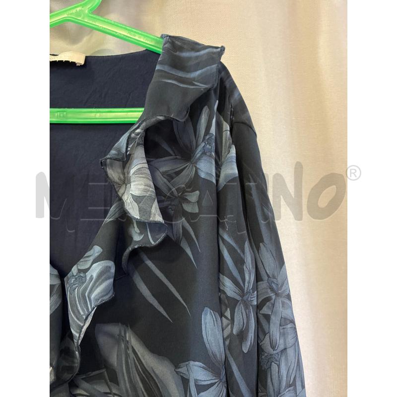 CAMICIA DONNA NERO GIARDINI FIORI BLU VOULANTO TG.50 | Mercatino dell'Usato Vinci - fraz. sovigliana 2