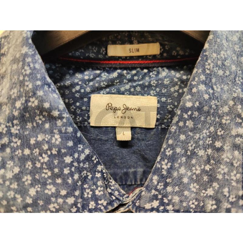 CAMICIA UOMO PEPE JEANS TG.L BLU FIORELLINI BIANCHI | Mercatino dell'Usato Vinci - fraz. sovigliana 2