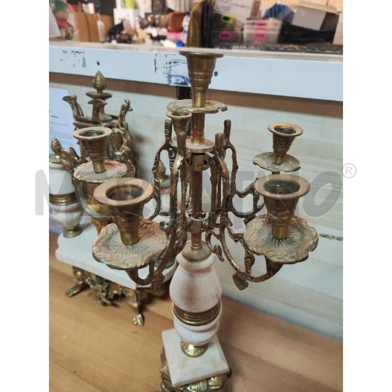 CANDELABRI PZ. 2 + OROLOGIO METALLO INSERTI MARMO | Mercatino dell'Usato Vinci - fraz. sovigliana 3
