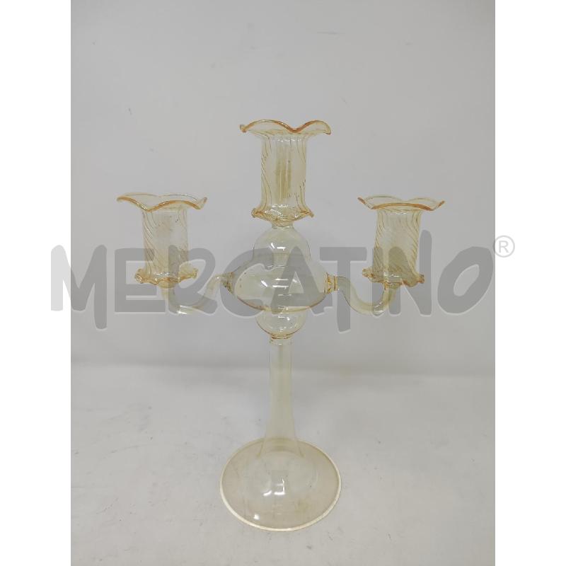 CANDELABRO 3 POSTI VETRO GIALLO | Mercatino dell'Usato Vinci - fraz. sovigliana 1