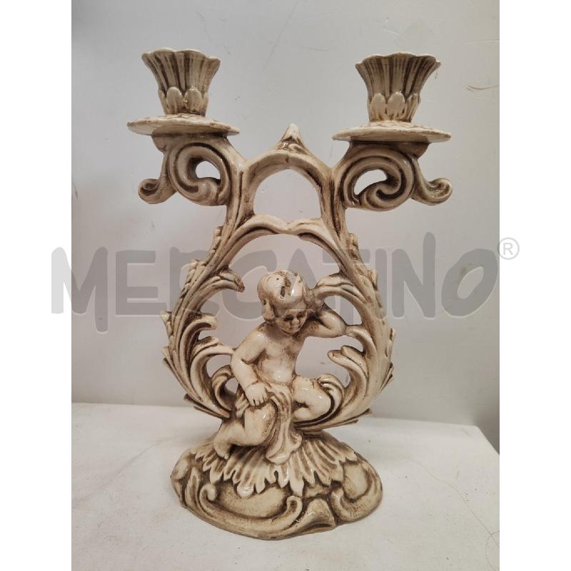 CANDELABRO CERAMICA CAPODIMONTE PUTTINO 2 POSTI  | Mercatino dell'Usato Vinci - fraz. sovigliana 1