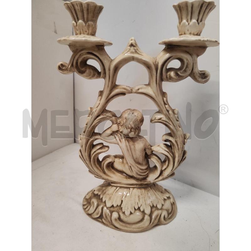 CANDELABRO CERAMICA CAPODIMONTE PUTTINO 2 POSTI  | Mercatino dell'Usato Vinci - fraz. sovigliana 3