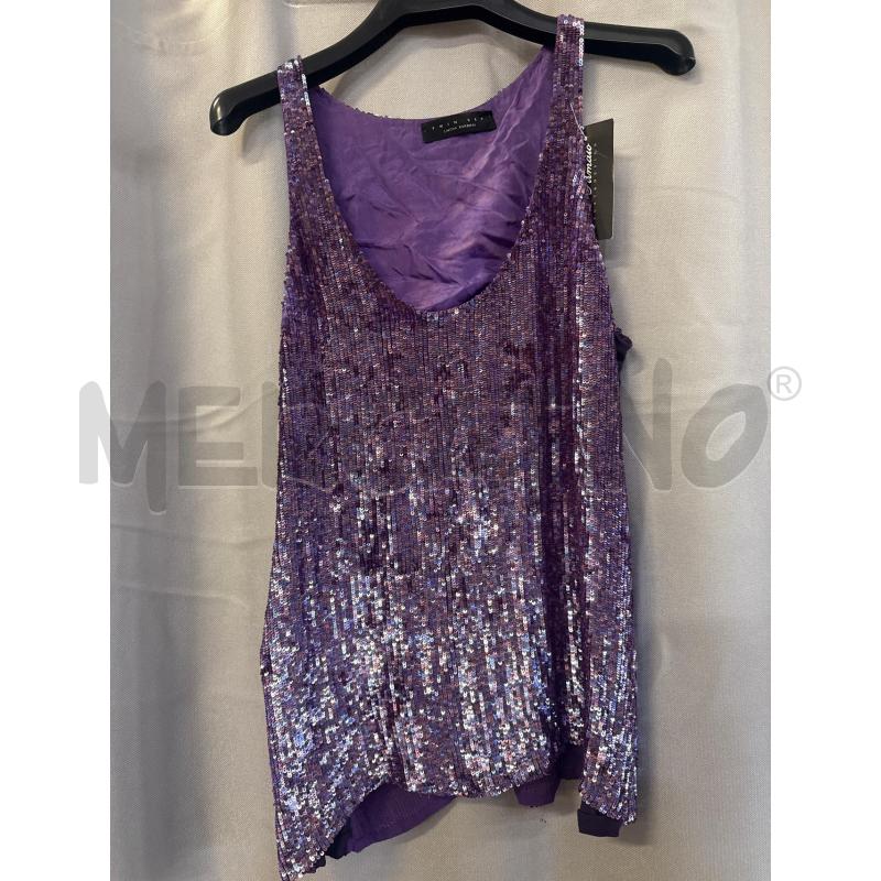 CANOTTA DONNA TWIN SET VIOLA PAILLETTES SENZA TGALIA | Mercatino dell'Usato Vinci - fraz. sovigliana 1