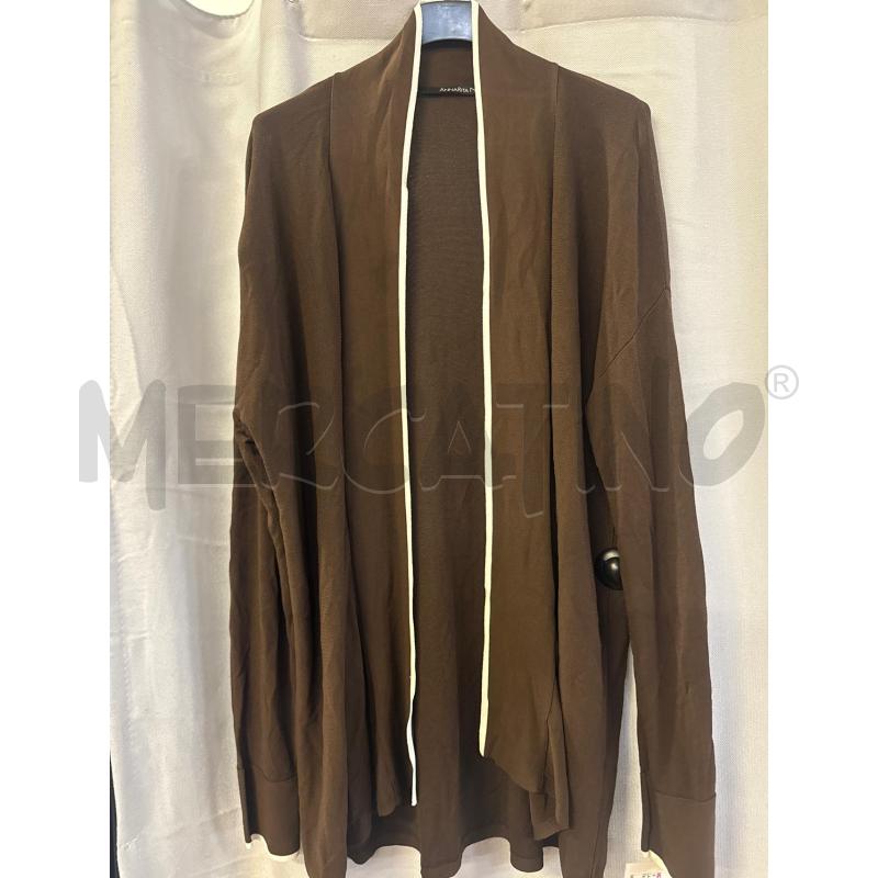 CARDIGAN DONNA ANNARITA N MARRONE BORDO PANNA  | Mercatino dell'Usato Vinci - fraz. sovigliana 1
