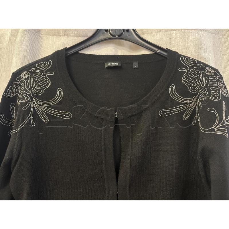 CARDIGAN DONNA EMME MARELLA NERO  SPALLE RICAMO TG.M | Mercatino dell'Usato Vinci - fraz. sovigliana 2