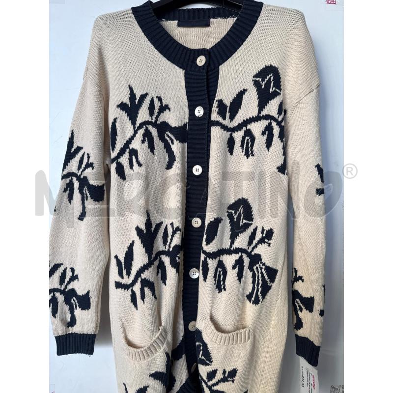CARDIGAN DONNA GERANI PANNA FIORI BLU TG.48 | Mercatino dell'Usato Vinci - fraz. sovigliana 1