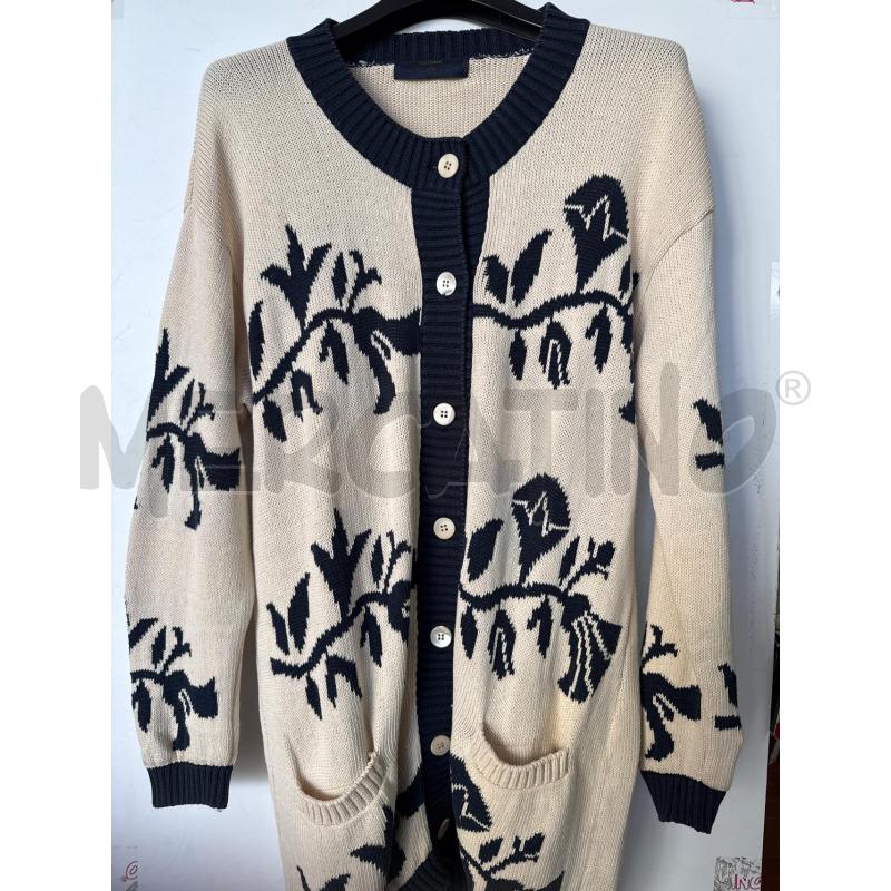 CARDIGAN DONNA GERANI PANNA FIORI BLU TG.48 | Mercatino dell'Usato Vinci - fraz. sovigliana 2