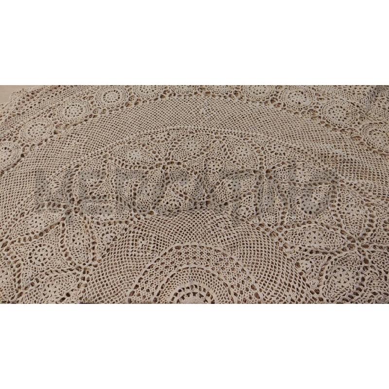 CENTRO TONDO UNCINETTO 85CM BEIGE FATTO A MANO | Mercatino dell'Usato Vinci - fraz. sovigliana 2