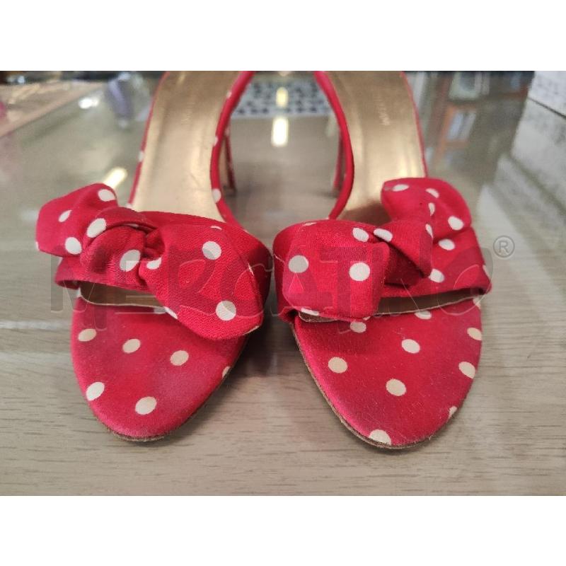 CIABATTE DONNA FLAVIO CASTELLANI TESSUTO ROSSE POIS PANNA N.38 | Mercatino dell'Usato Vinci - fraz. sovigliana 2