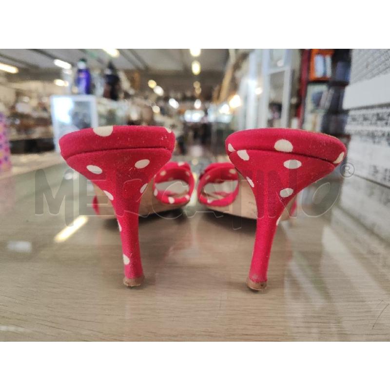 CIABATTE DONNA FLAVIO CASTELLANI TESSUTO ROSSE POIS PANNA N.38 | Mercatino dell'Usato Vinci - fraz. sovigliana 3