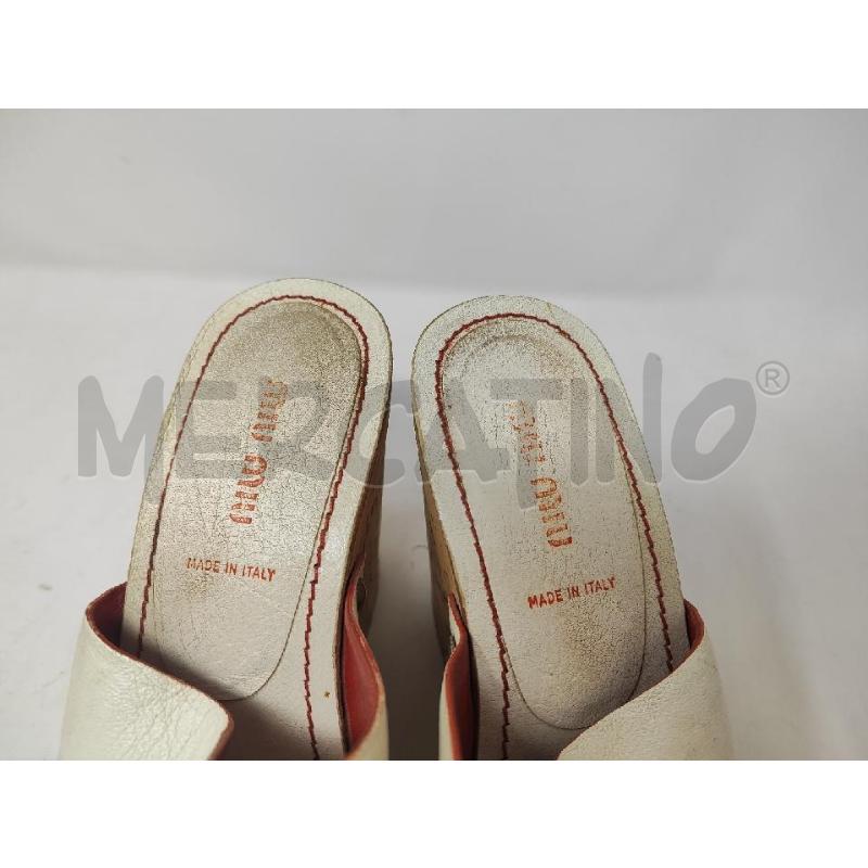 CIABATTE DONNA MIU MIU PELLE PANNA ROSSE SUOLA SGHERO N.38 | Mercatino dell'Usato Vinci - fraz. sovigliana 5