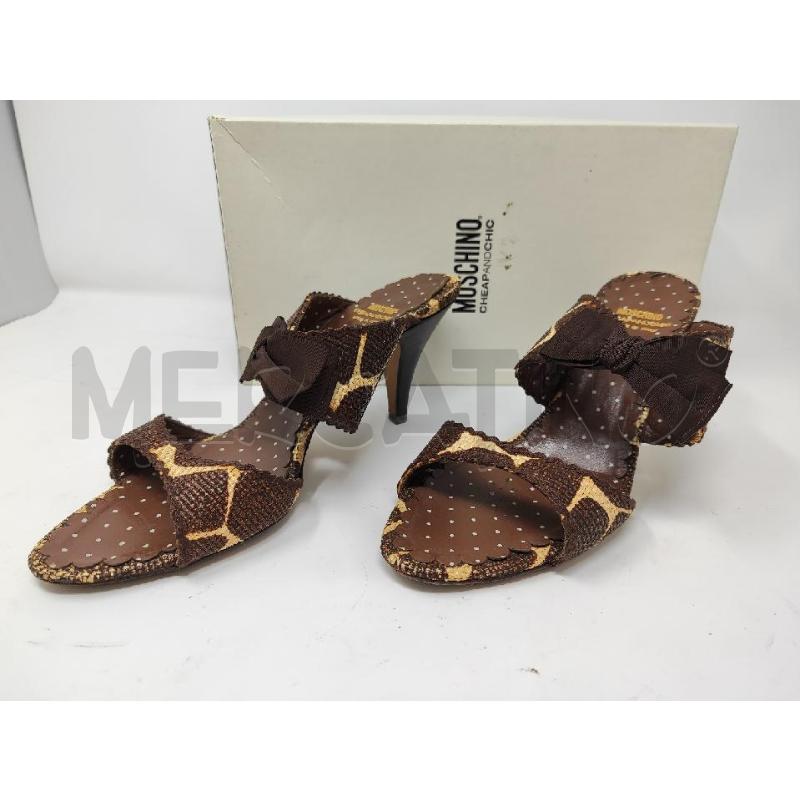 CIABATTE DONNA MOSCHINO TESSUTO MARRONE PANNA N.40 | Mercatino dell'Usato Vinci - fraz. sovigliana 1
