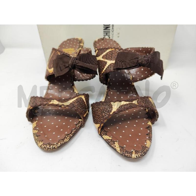 CIABATTE DONNA MOSCHINO TESSUTO MARRONE PANNA N.40 | Mercatino dell'Usato Vinci - fraz. sovigliana 2