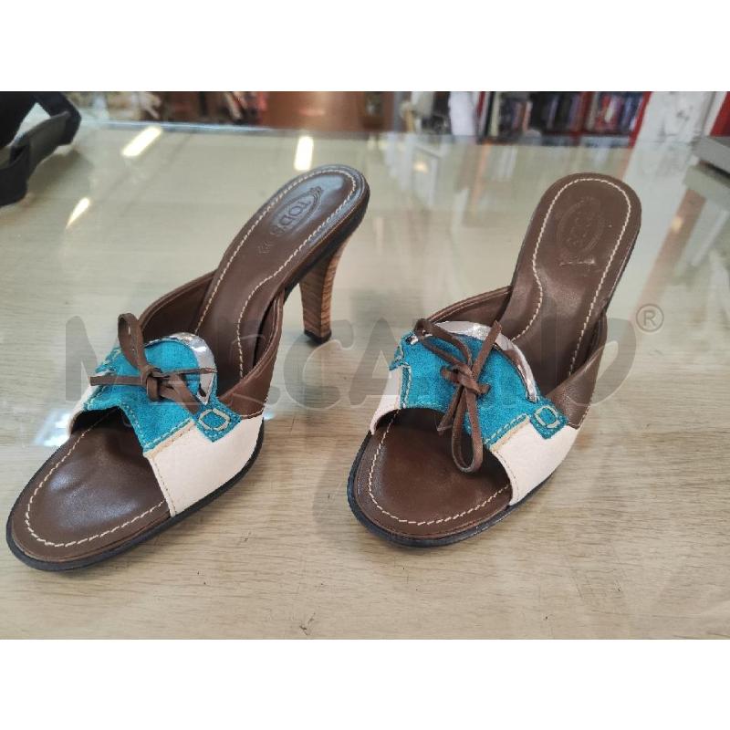 CIABATTE DONNA TOD'S PELLE PANNA MARRONI VERDI N.37.5 | Mercatino dell'Usato Vinci - fraz. sovigliana 1