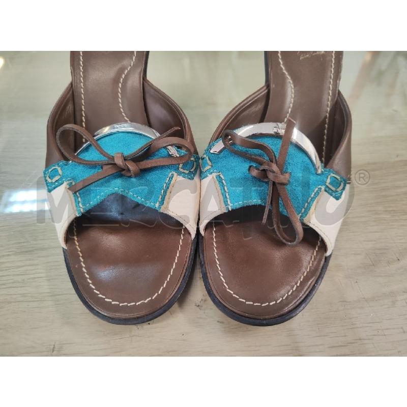 CIABATTE DONNA TOD'S PELLE PANNA MARRONI VERDI N.37.5 | Mercatino dell'Usato Vinci - fraz. sovigliana 2