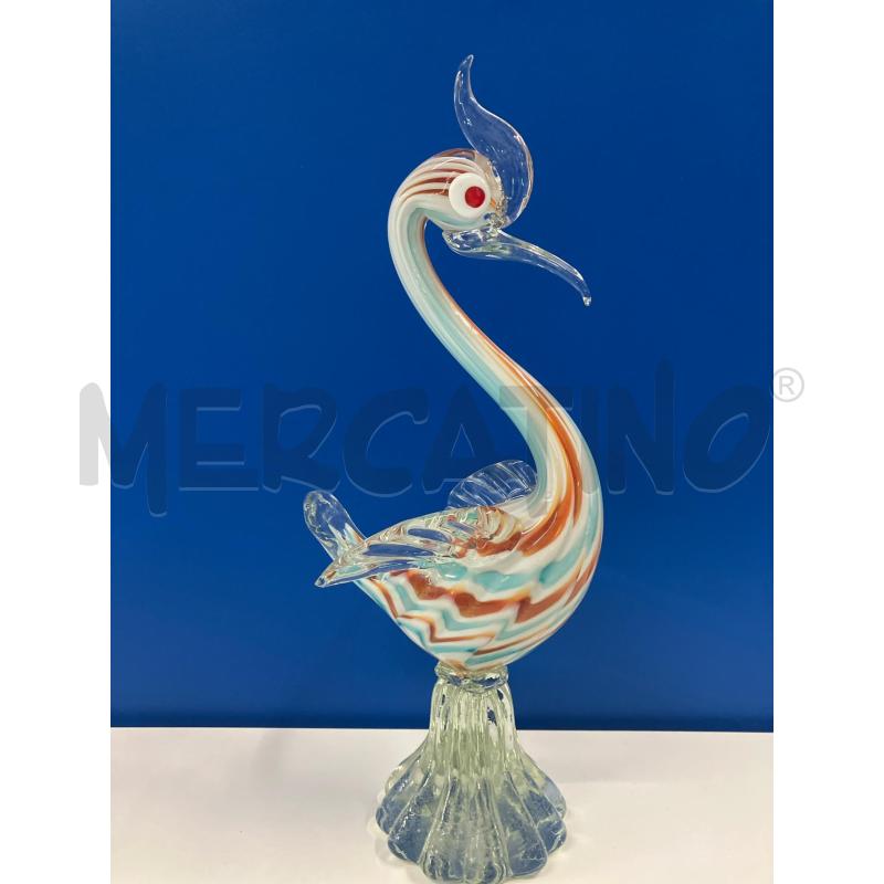 CIGNO H.36 VETRO RIGHE AZZURRE ARANCIO  | Mercatino dell'Usato Vinci - fraz. sovigliana 2