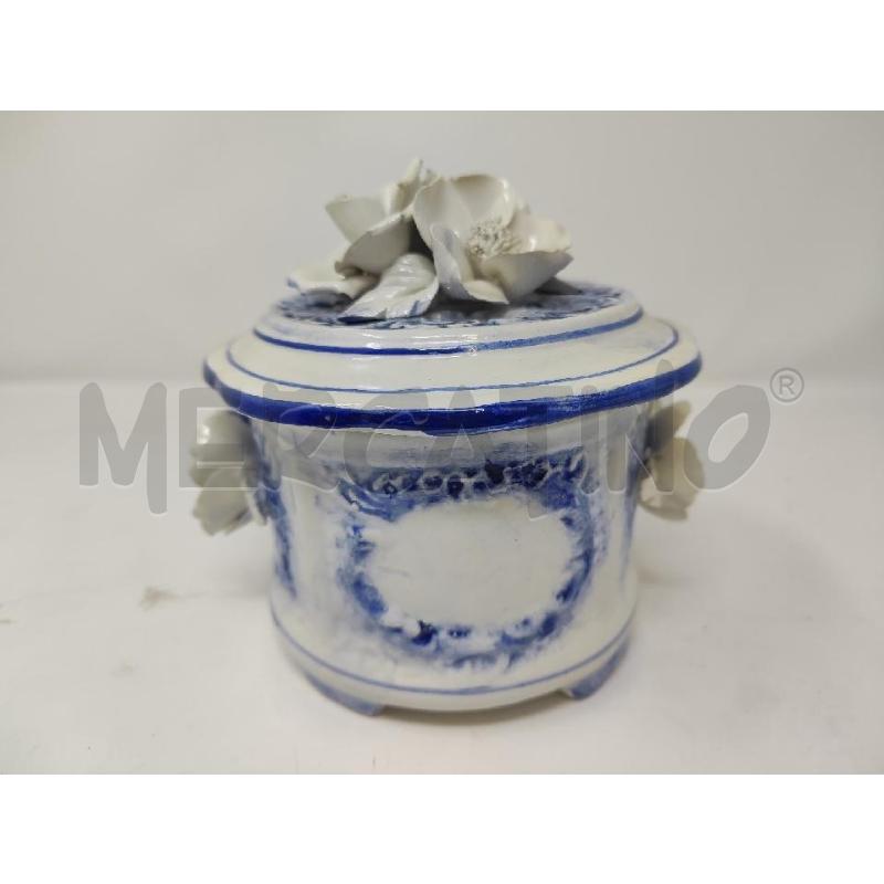 COFANETTO CERAMICA BASSANO DECORO BLU TAPPO FIORE | Mercatino dell'Usato Vinci - fraz. sovigliana 1
