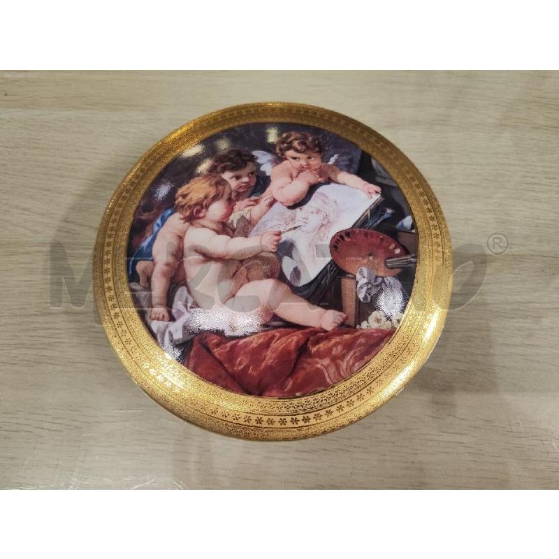 COFANETTO CERAMICA LIMOGES TONDO PUTTINI BORDO ORO | Mercatino dell'Usato Vinci - fraz. sovigliana 1