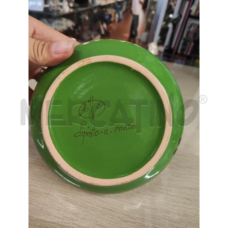 COFANETTO TONDO CERAMICA VERDE FIORI BIANCHI  | Mercatino dell'Usato Vinci - fraz. sovigliana 3