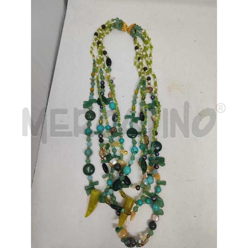 COLLANA 5 FILI PERLE E PIETRE VERDI  | Mercatino dell'Usato Vinci - fraz. sovigliana 1
