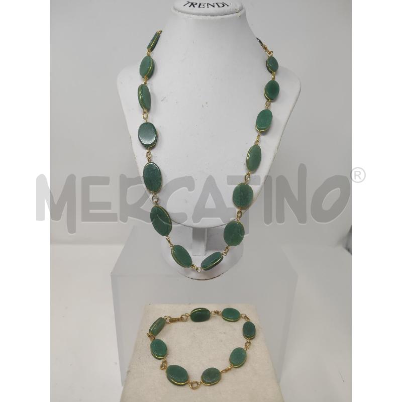 COLLANA CON PIETRINE OVALI VERDE + BRACCIALETTO | Mercatino dell'Usato Vinci - fraz. sovigliana 1