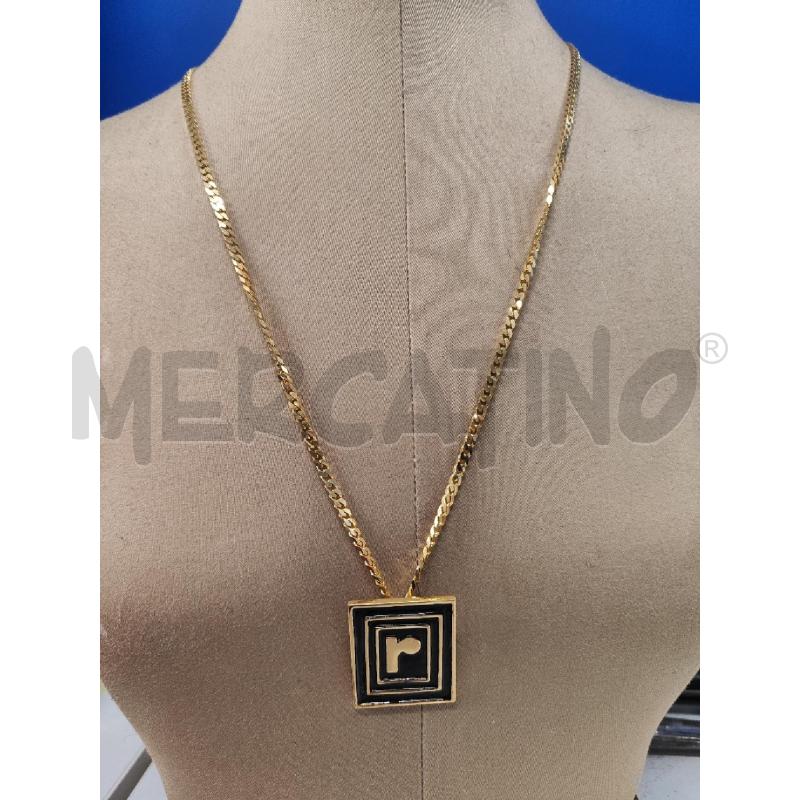COLLANA PACO RABANNE CIONDOLO QUADRATO NERO R DORATA | Mercatino dell'Usato Vinci - fraz. sovigliana 1