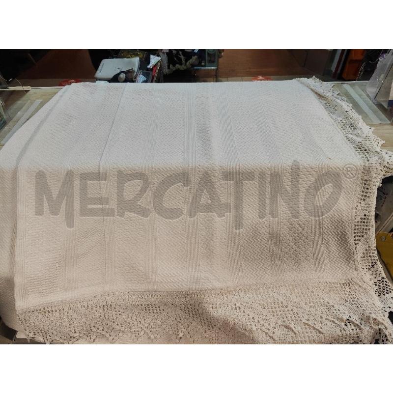 COPERTA 1 E 1/2 COTONE BIANCA TRINA UNCINETTO | Mercatino dell'Usato Vinci - fraz. sovigliana 1