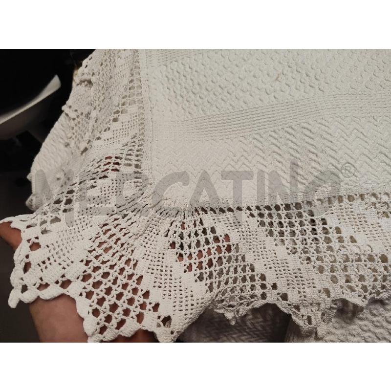 COPERTA 1 E 1/2 COTONE BIANCA TRINA UNCINETTO | Mercatino dell'Usato Vinci - fraz. sovigliana 2
