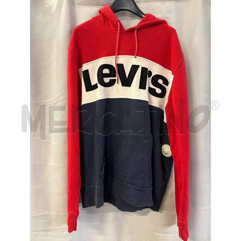 FELPA LEVIS ROSSA BLU PANNA CAPPUCCIO TG.M | Mercatino dell'Usato Vinci - fraz. sovigliana 1