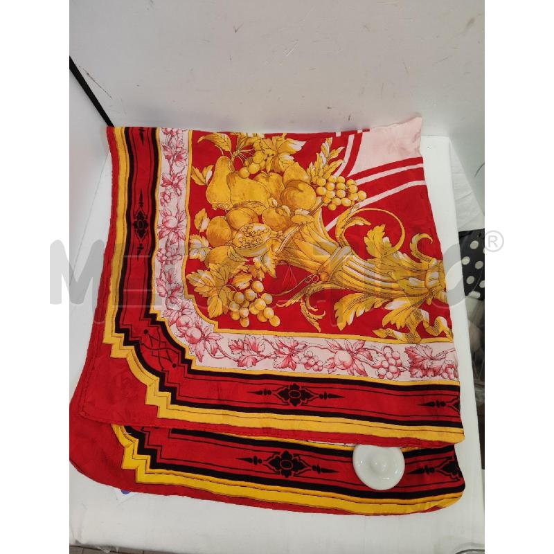 FOULARD 100% SETA ROSSO FOGLIE ORO 85X80 | Mercatino dell'Usato Vinci - fraz. sovigliana 1