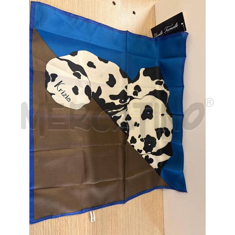 FOULARD KRIZIA 44X44 TURCHESE MARRONE DALMATA  | Mercatino dell'Usato Vinci - fraz. sovigliana 1